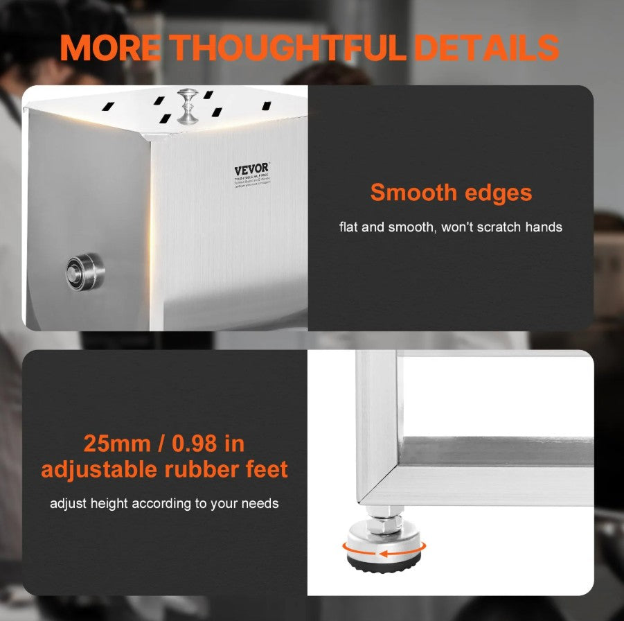 Vevor Manual Meat Mixer 120Lb Fixed 31.7 Gal Tank Stainless Steel Gearbox Design New