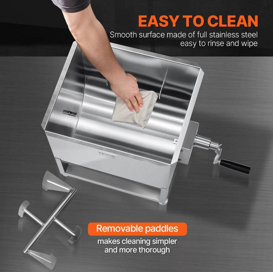 Vevor Manual Meat Mixer 80 Lb Fixed 21.1 Gal Tank Stainless Steel Gearbox Design New