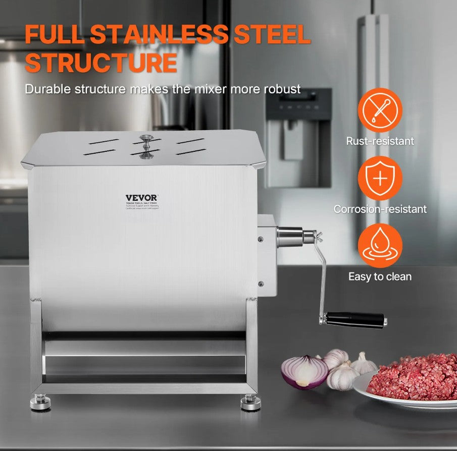 Vevor Manual Meat Mixer 80 Lb Fixed 21.1 Gal Tank Stainless Steel Gearbox Design New