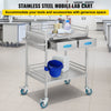 Vevor Lab Cart 23.4" x 15.6" Stainless Steel Medical Utility Cart 220 Lbs Capacity with 2 Drawers New