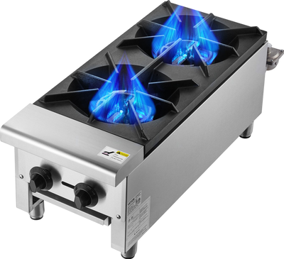 Vevor Commercial Gas Range Stove 56000 BTU 2-Burner Countertop Stainless Steel New