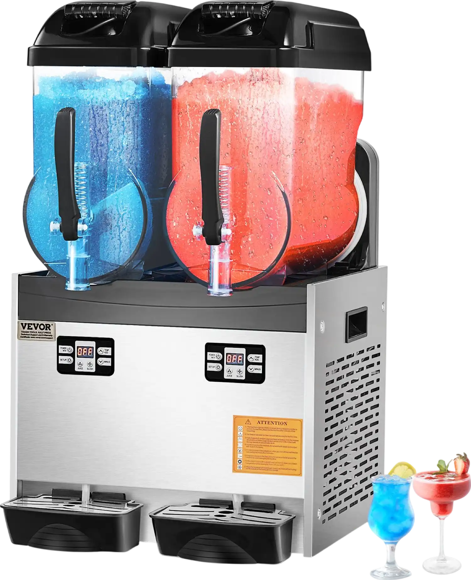 Vevor Commercial Slushy Machine 2 Tank 3.17 Gal Each with Digital Controls and Auto Cleaning New