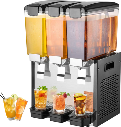 Vevor Commercial Beverage Dispenser 2.6 Gal x 3 Tanks 440W Stainless Steel New