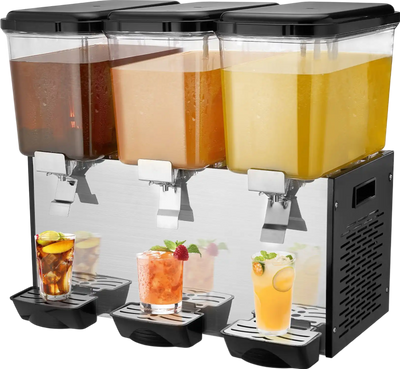 Vevor Commercial Beverage Dispenser 4.8 Gal x 3 Tanks Cold Beverage Machine New