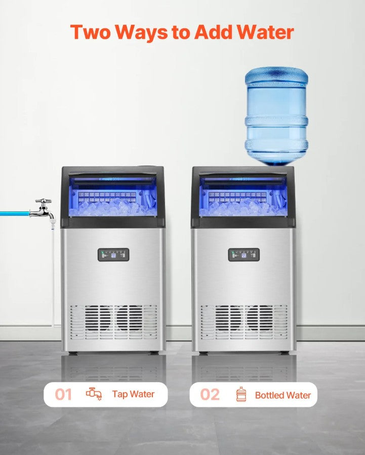 Vevor Commercial Ice Maker 130 Lbs/24H Freestanding Machine with 33 Lbs Storage New