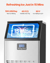Vevor Commercial Ice Maker 100 Lb/24H Freestanding with 45-Cube Tray and 33 Lb Storage New