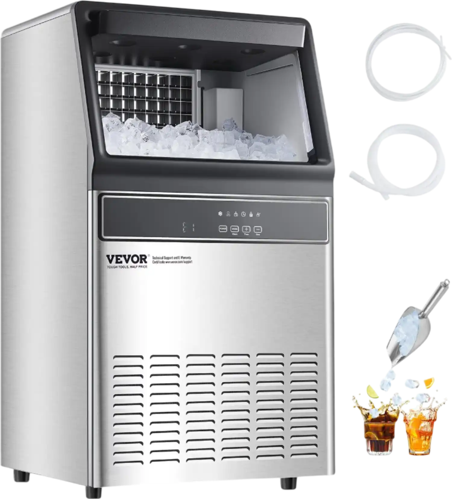 Vevor Commercial Ice Maker 160 Lbs/24H 55 Cubes Freestanding with Self-Cleaning New