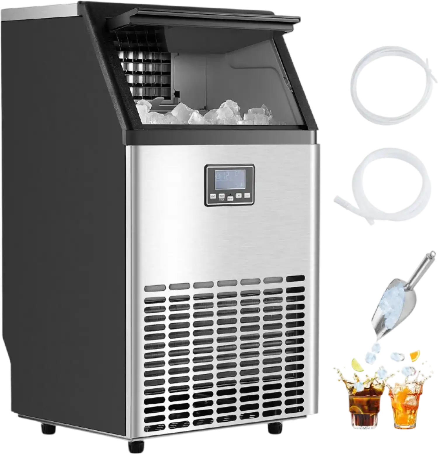 Vevor Commercial Ice Maker 150 Lbs/Day 33 Lbs Storage Dual Water Inlet and Self-Cleaning New