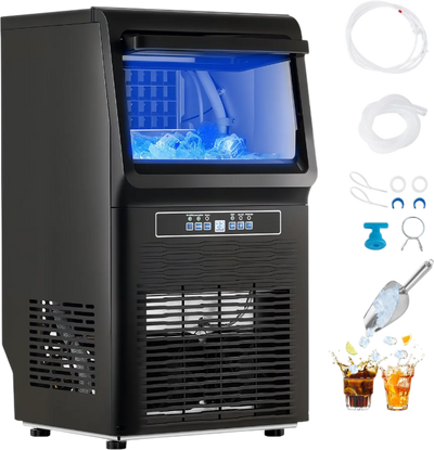 Vevor Commercial Ice Maker 80 Lbs/Day with 12 Lbs Storage and Self-Cleaning New