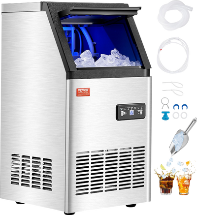 Vevor Commercial Ice Maker 100 Lbs/24 Hr Stainless Steel 16 Lb Storage New