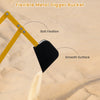 Flexible metal digger bucket with smooth surface and bolt fixation, designed for kids' sandbox play and manual control.