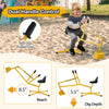 Yellow sand digger with dual handles, adjustable arms, and flexible shovel for kids aged 3+, ideal for outdoor play.