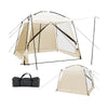 Beige 10 x 10 feet screened canopy tent with vestibule, zippered door, and mesh walls for camping and outdoor.