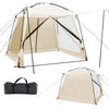 Beige 10 x 10 feet screened canopy tent featuring a vestibule, ideal for camping and outdoor activities with spacious.