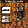 See-through hunting blind panel with camouflage pattern, featuring adjustable windows and dog doors for enhanced.