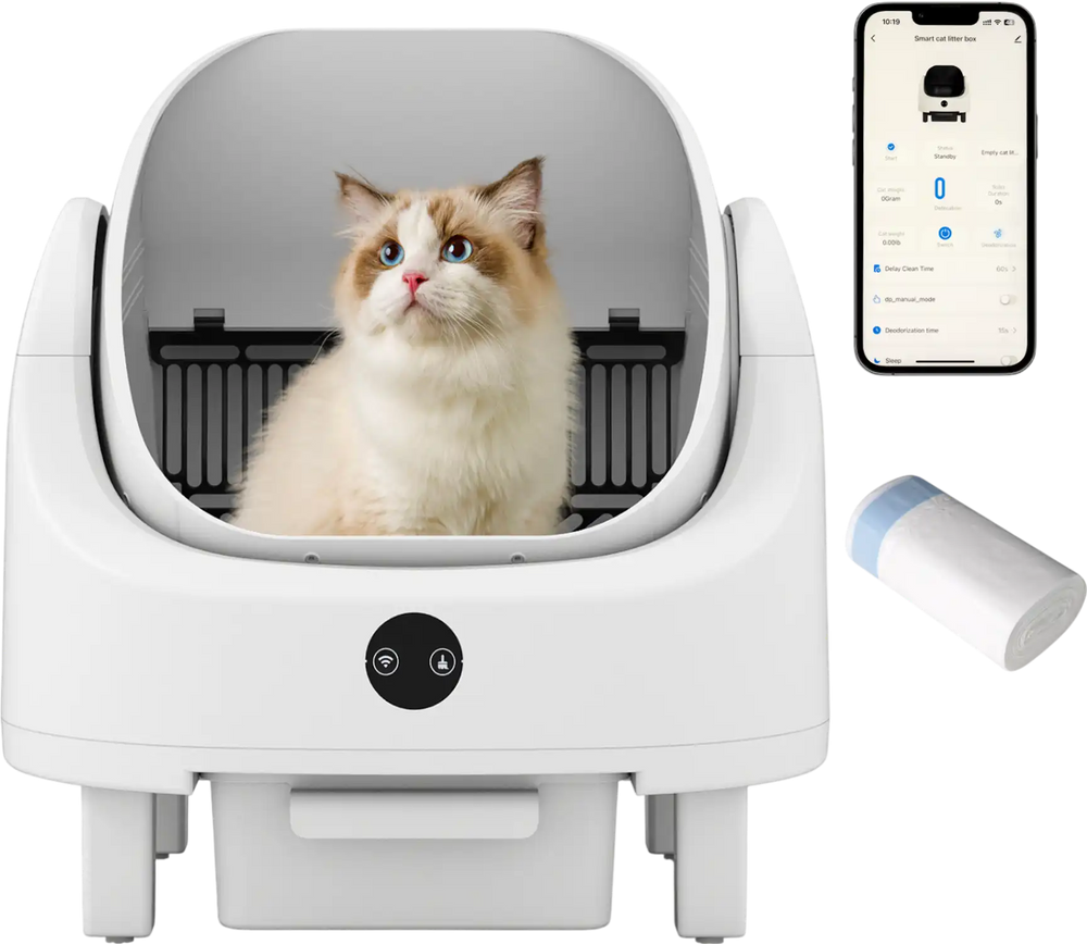 Self-Cleaning Open-Top Cat Litter Box with APP Control for Multi-Cat