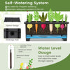 Self-watering raised garden bed with climbing trellis, ideal for flowers and vegetables, featuring drainage holes and.