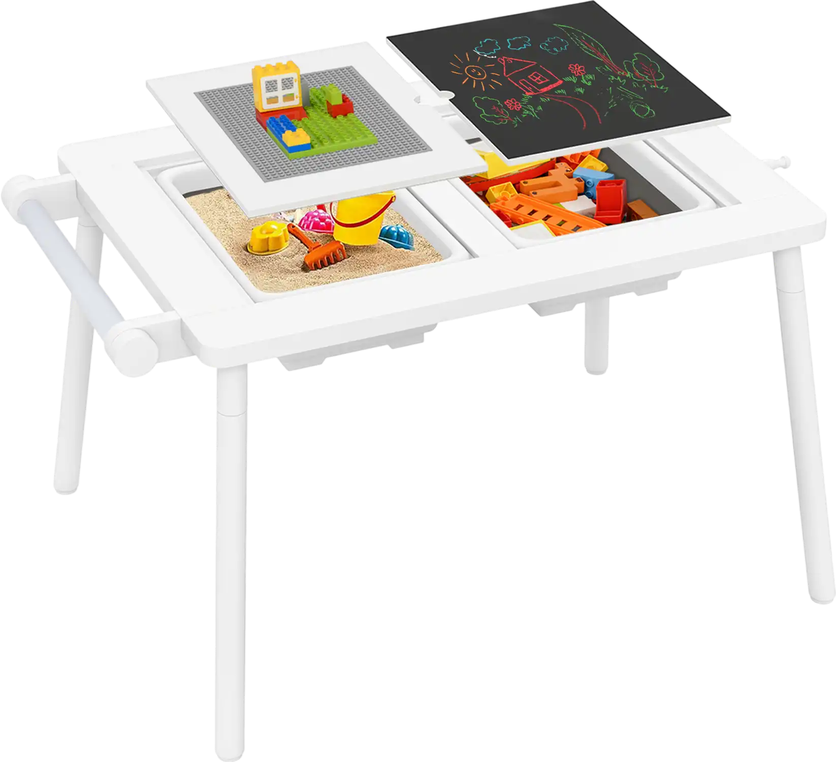 Costway Kids Sensory Table & Chair Set w/ Foldable Bins 263957418 New