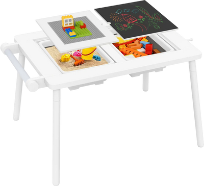 Costway Kids Sensory Table & Chair Set w/ Foldable Bins 263957418 New