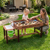 Sensory table with water pump and sink, featuring 33 sand toys, perfect for outdoor play and sensory adventures.