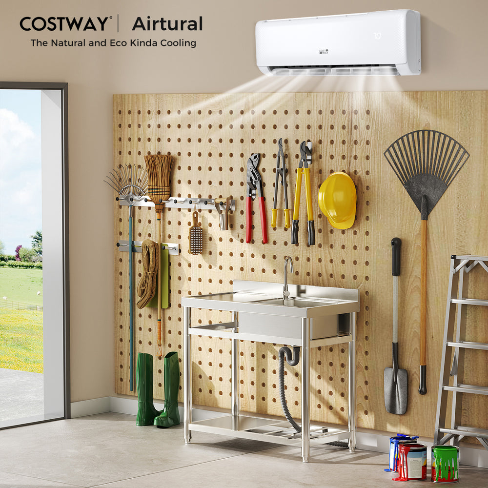Aire acondicionado split sin ductos COSTWAY Serie Airtural 12000 BTU, ideal para espacios de hasta 750 sq.ft.