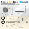 Split air conditioner unit with 12000 BTU, 21 SEER2 rating, and remote control for efficient cooling and heating.