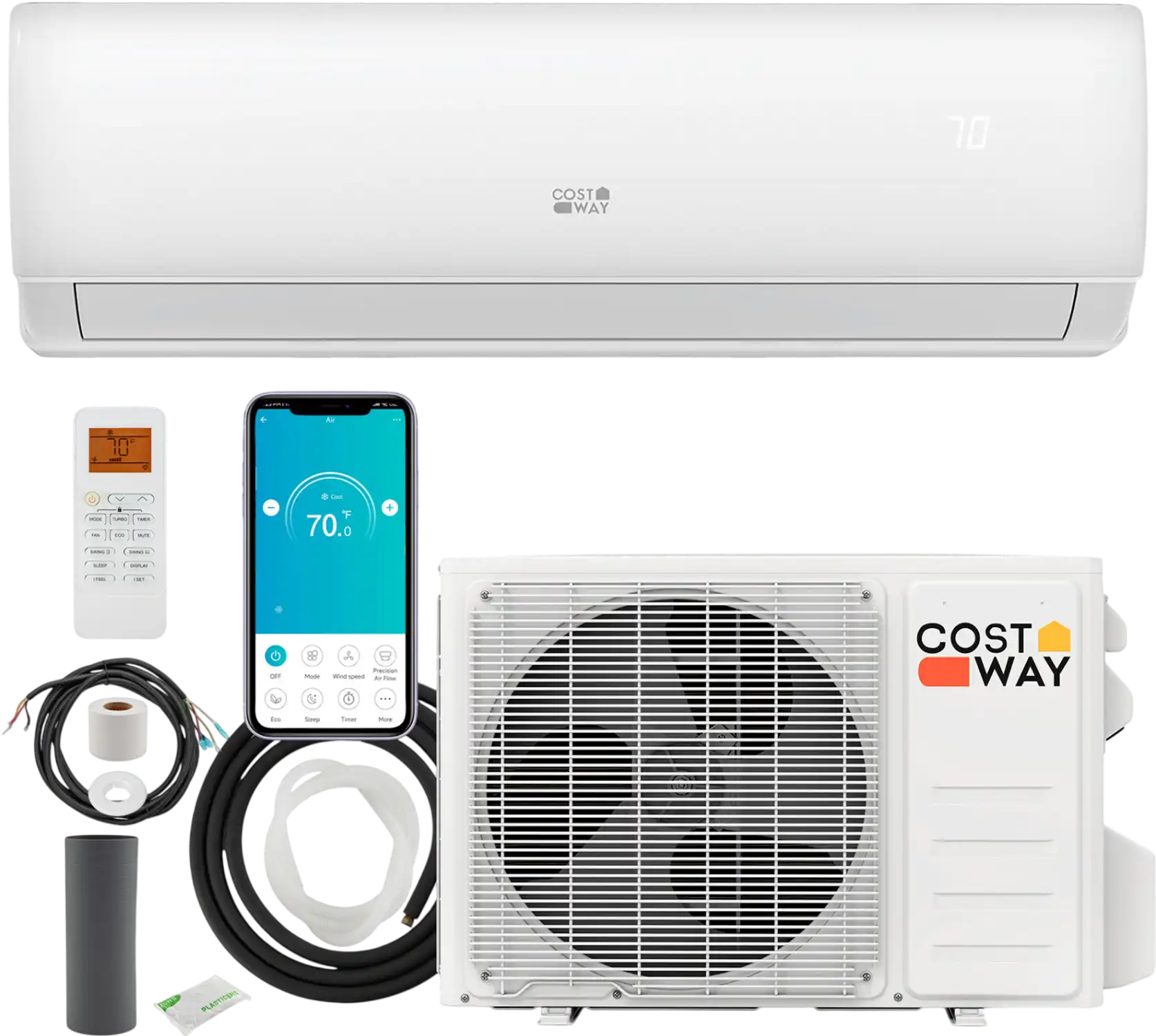 Costway EchoCool 23000 BTU Mini Split Air Conditioner Heat Pump 208/230V 76651384 New