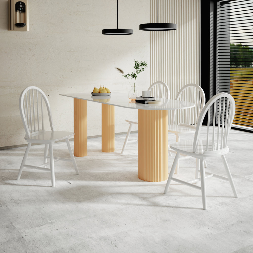 Set of 2 Vintage Windsor Wood Chair with Spindle Back for Dining Room-White - Gallery View 1 of 11