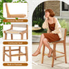 Outdoor counter height bar stool with inclined backrest and teak wood frame, perfect for patios and outdoor bars.