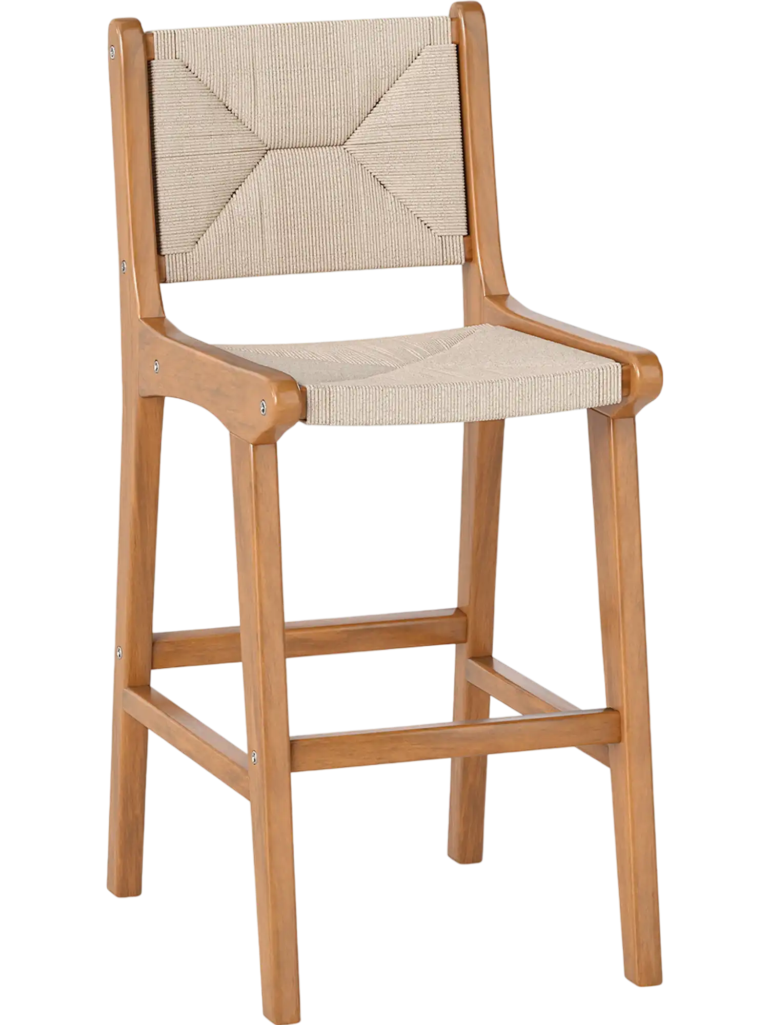 Costway Outdoor Counter Height Patio Bar Stool Woven Rope Teak Wood Frame 69431121 New