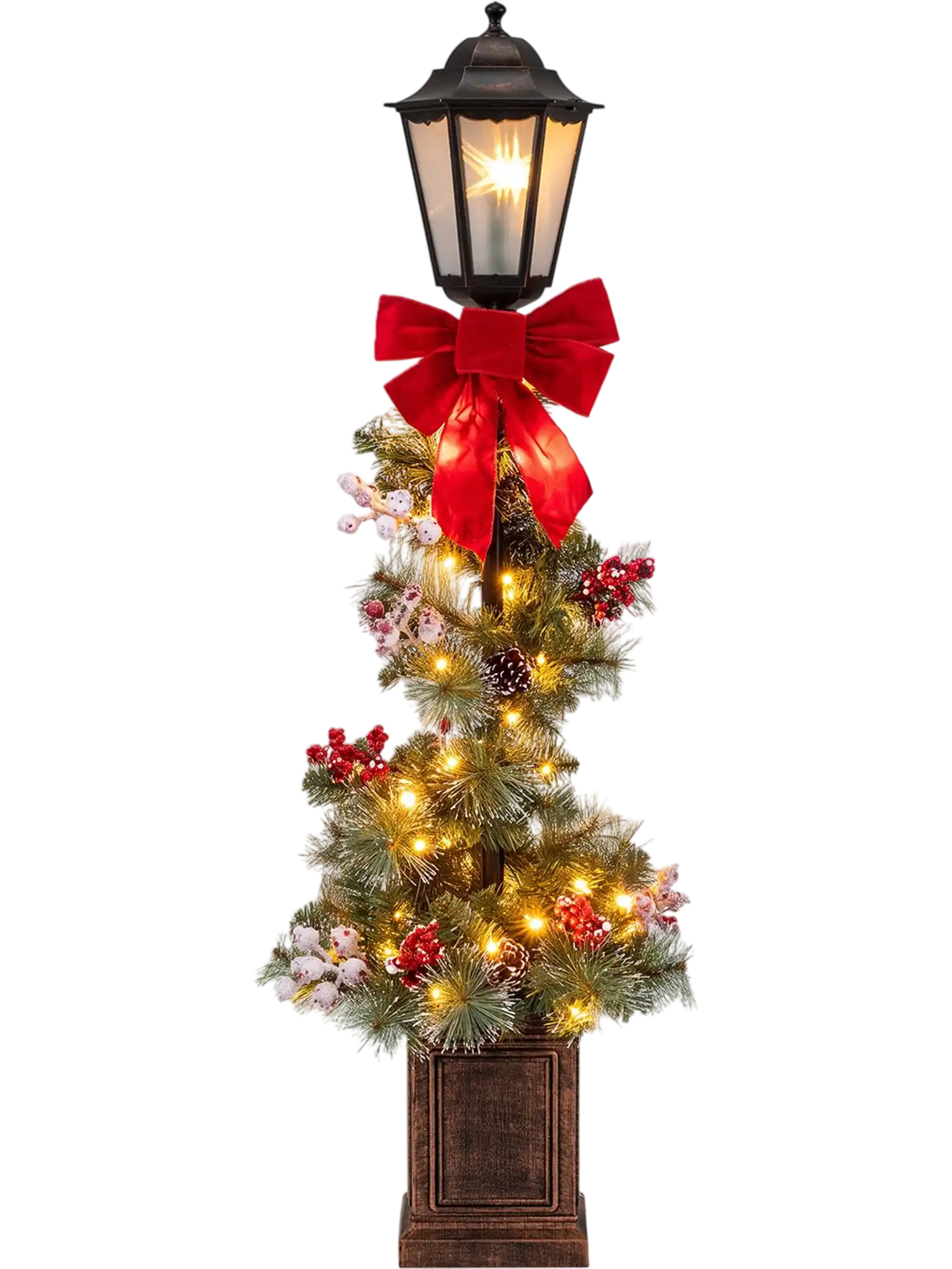 Costway 4' Lighted Outdoor Christmas Lamp Post Decoration 35490416 New