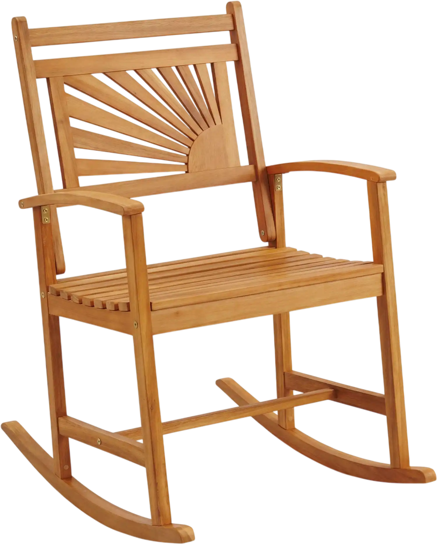 Costway Acacia Wood Patio Rocking Chair Curved Armrests 98938898 New
