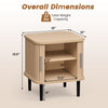 Fluted nightstand with sliding doors, adjustable shelf, and natural finish, perfect for small spaces and versatile use.