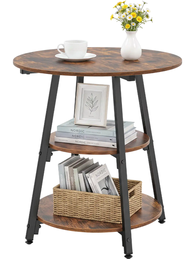 Costway Industrial Side Table 3-Tier Shelves Metal Frame Small Space 24275324 New
