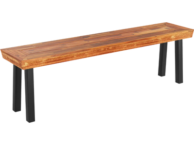 Costway Outdoor Acacia Wood Backless Garden Bench Metal Frame 89554657 New