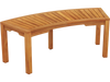 Curved acacia wood outdoor bench for 2 people, featuring a smooth surface and elegant design for patio or garden use.
