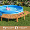 Curved acacia wood outdoor bench for 2 people, holding up to 800 lbs, perfect for garden or patio relaxation.