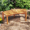 Curved acacia wood outdoor bench for 2, featuring a smooth surface and elegant design, perfect for garden relaxation.
