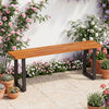 Acacia wood patio bench with U-shaped metal legs, suitable for dining or garden use, measuring 47.5" long.