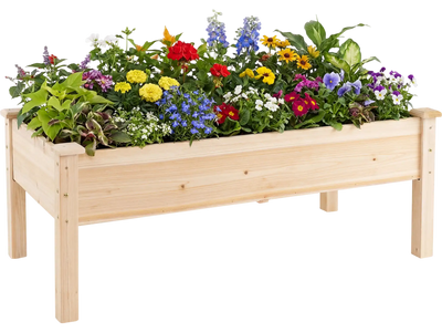 Costway Wooden Raised Garden Bed with Legs Elevated Planter Box 77853053 New