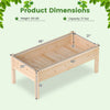 Wooden raised garden bed dimensions showing 48” x 25” x 21”, made of natural fir wood for versatile indoor or outdoor.