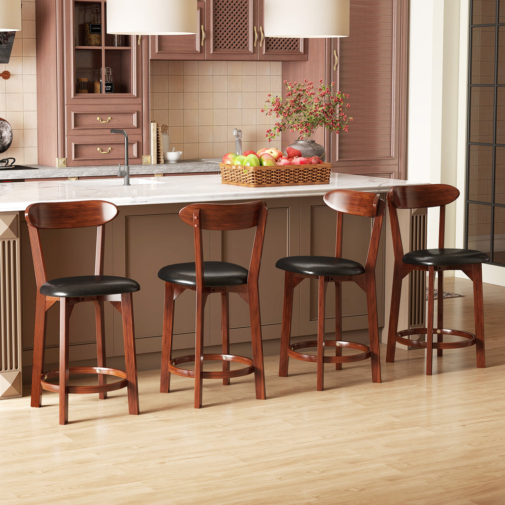 Set of 4 modern armless dining chairs with cushioned seats and curved backrests, perfect for kitchen islands.