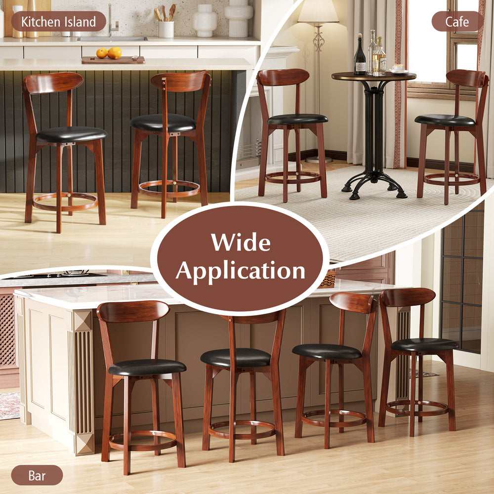 Set of 2 modern armless dining chairs with cushioned seats, made of solid rubber wood, ideal for kitchen islands and.