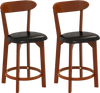 Set of 2 modern armless dining chairs with cushioned seats, made of solid rubber wood, perfect for kitchen islands.