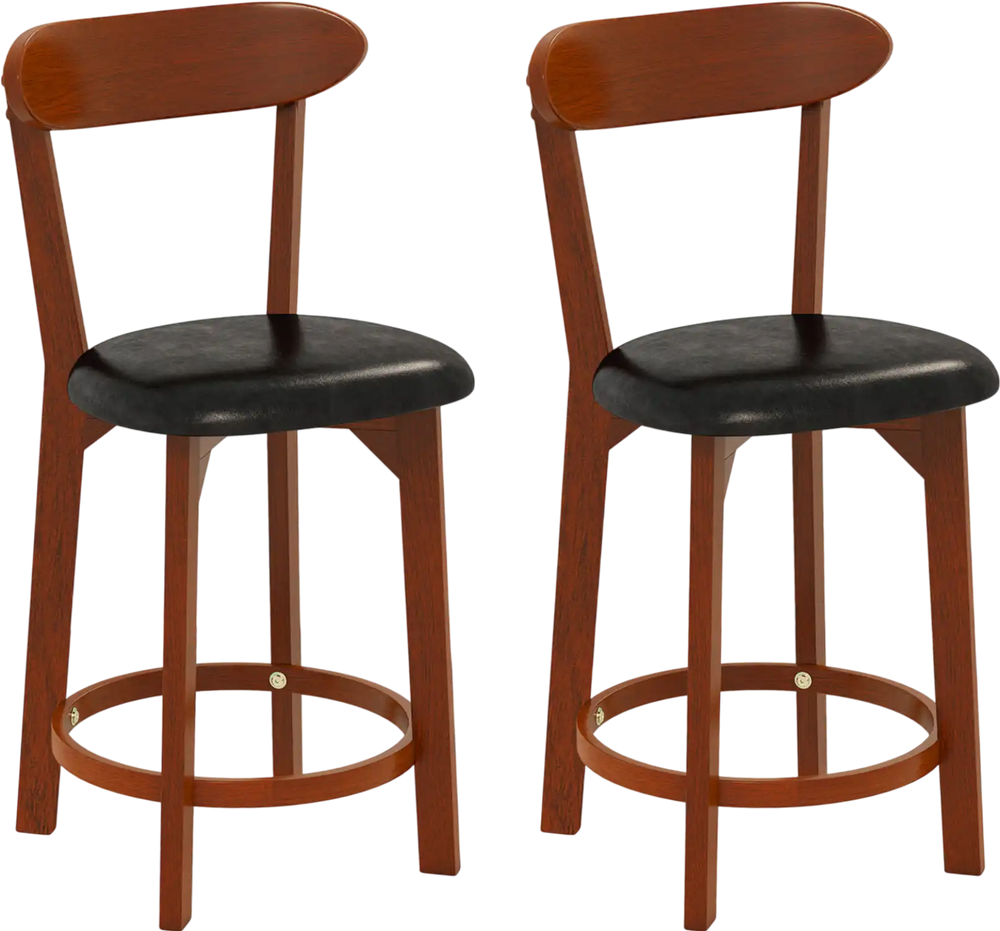 Set of 2 modern armless dining chairs with cushioned seats, made of solid rubber wood, perfect for kitchen islands.