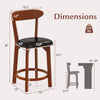 24-inch modern armless dining chair with cushioned seat, solid rubber wood, and PU leather for kitchen islands or cafes.