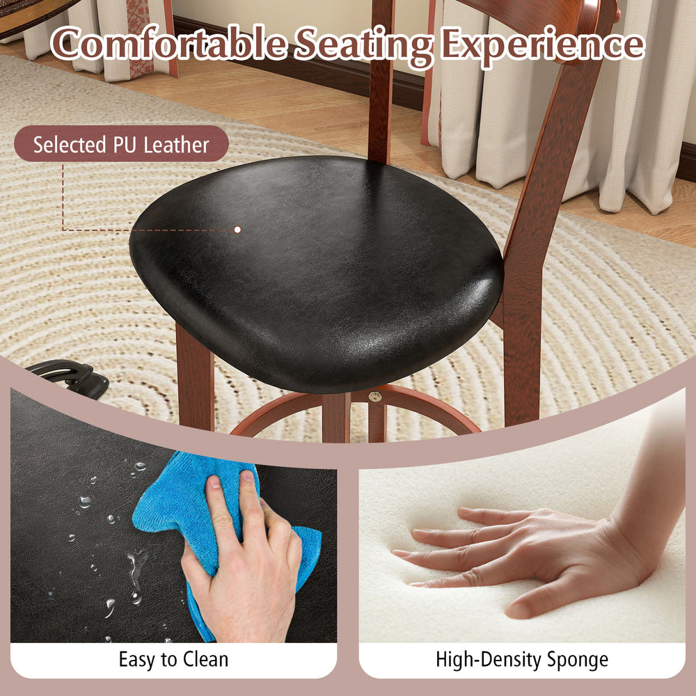Cushioned PU leather seat of a 24-inch modern armless dining chair, designed for comfort and easy cleaning in kitchens.