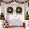 Set of 2 24 Inch Pre-Lit Artificial Christmas Wreath for Front Door Battery Operated - Gallery View 1 of 8