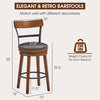 Costway Bar Stool 25.5" Set of 2 Swivel Counter Height with Backrest and Footrest New