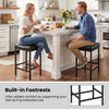 Backless black counter height bar chair set with ergonomic saddle seat and built-in footrests for kitchen islands.